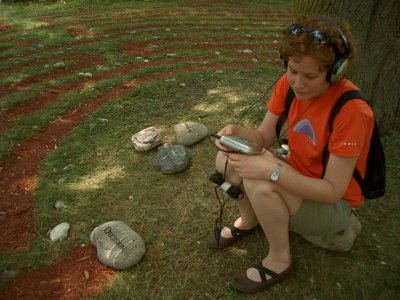 Participant in the centre of the labyrinth