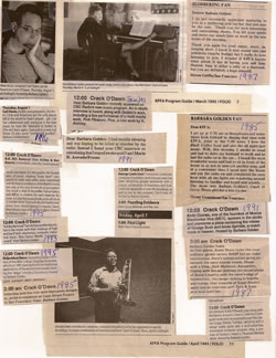 Crack o’ Dawn programme listings and listener “fanmail” in <em>Folio</em>, KPFA’s programme guide.